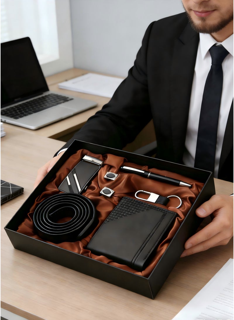 Luxury Gift Basket for men,Business Man Gift Box-5pcs(Wallet,Belt,Cufflinks,Pen,Keychain) Birthday gift box,Ramadan Gift Set, Birthday Gift Set, Family Anniversary, Valentine's Day, Father's Day,  Family Anniversary, Thanksgiving Day, Christmas, Colleague Care, Corporate Care Gift Set, Graduation Gift, Ramadan Festival Gift, For your Dearest Family Members, Father, Husband, Boyfriend,Son, Brother, Partner, Colleague, Teacher, Classmate,Male friend gifts, Brotherly bonds - Image 4